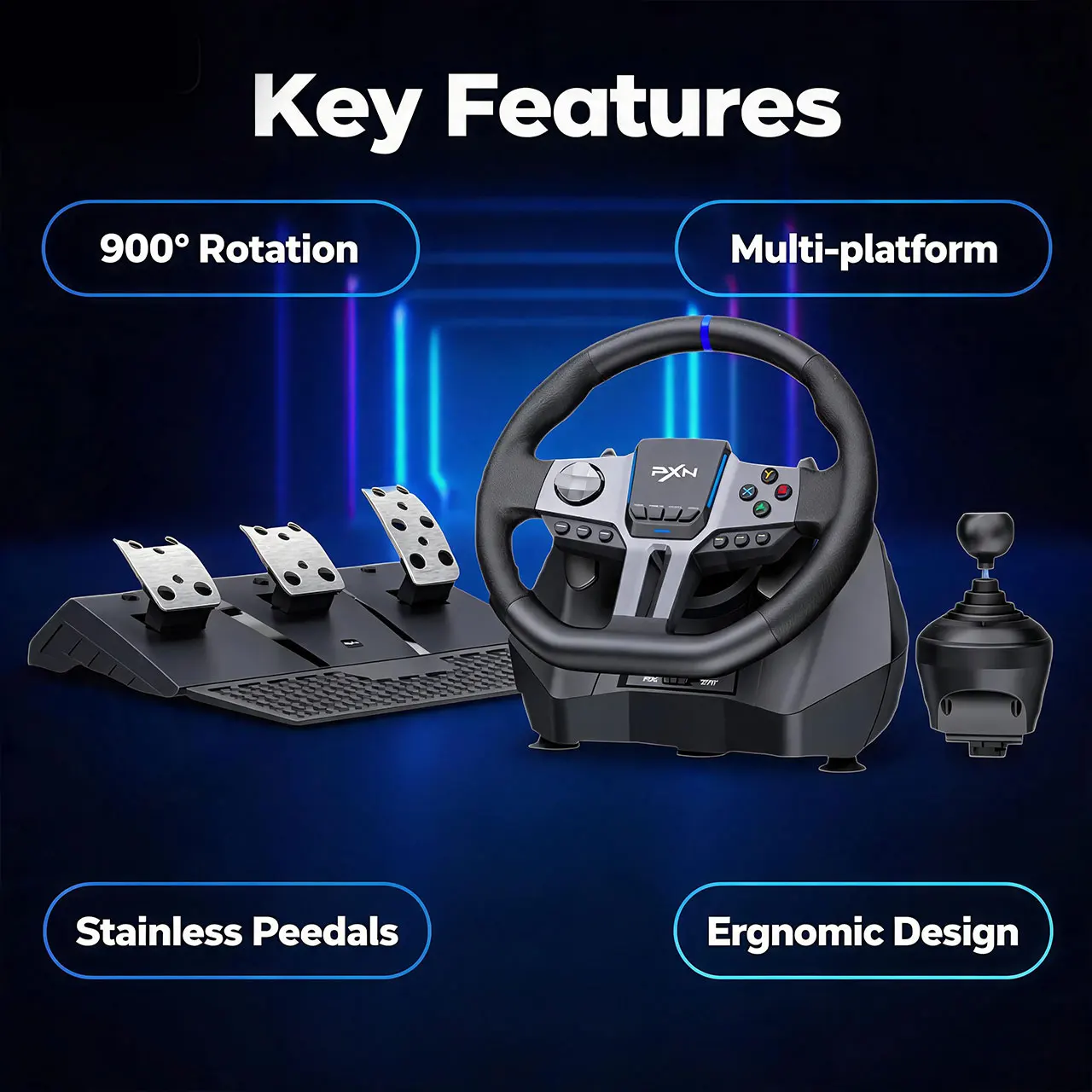 Steering Wheel Gaming - PXN V9 Gen2 Yarış Direksiyonu 270