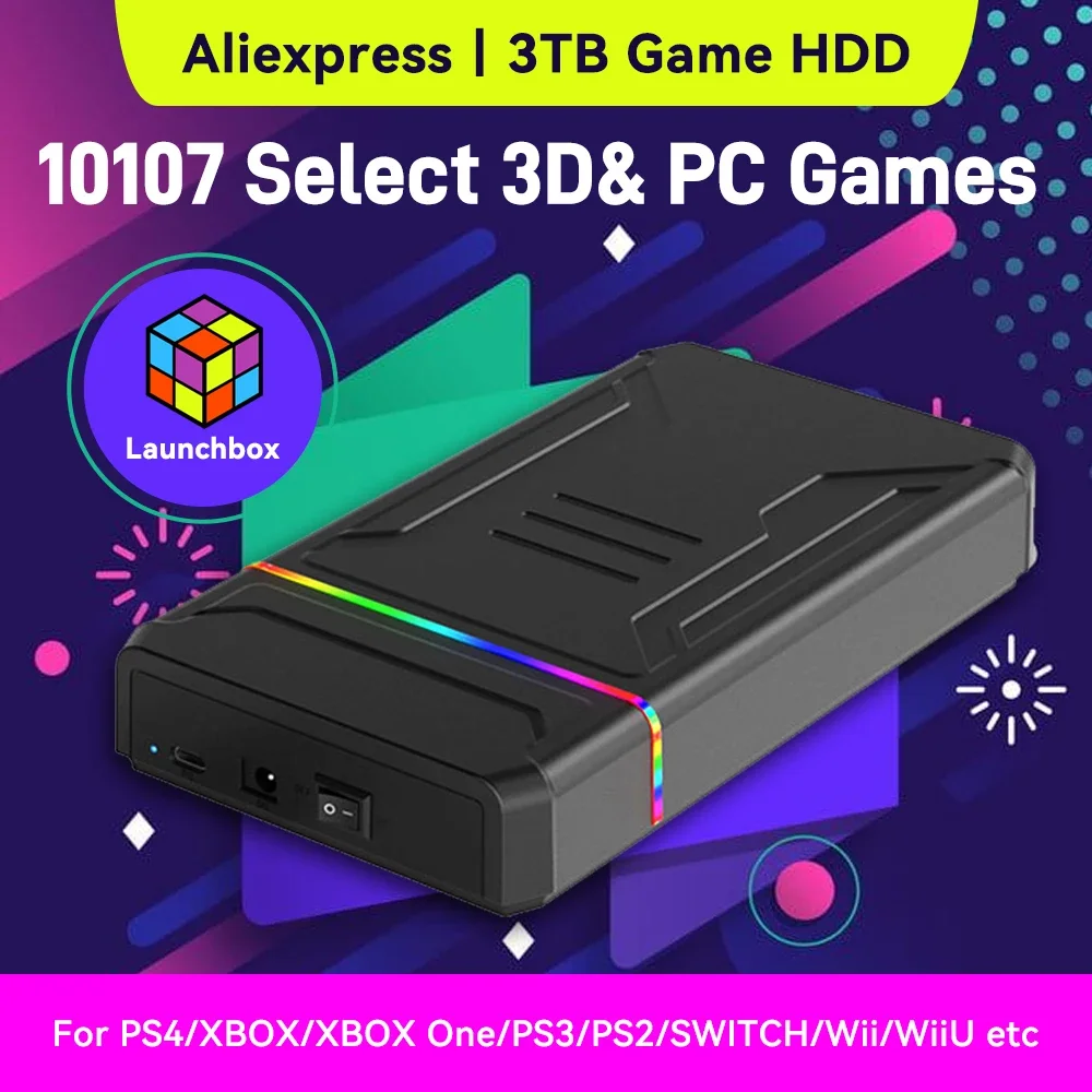 Gaming Console Emulator - 3TB Launchbox Taşınabilir Oyun Diski, 10107