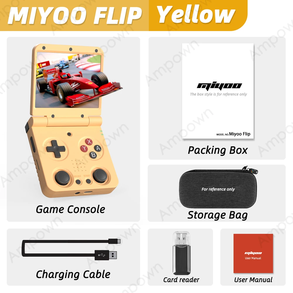 Retro.Gaming Console Yellow - MIYOO Sarı FLIP V2 El Tipi